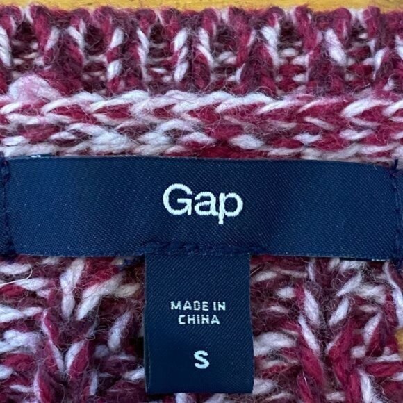 Gap Womens Knit Sweater S Marled Cherry Cable Pattern Wool Blend - Picture 4 of 10